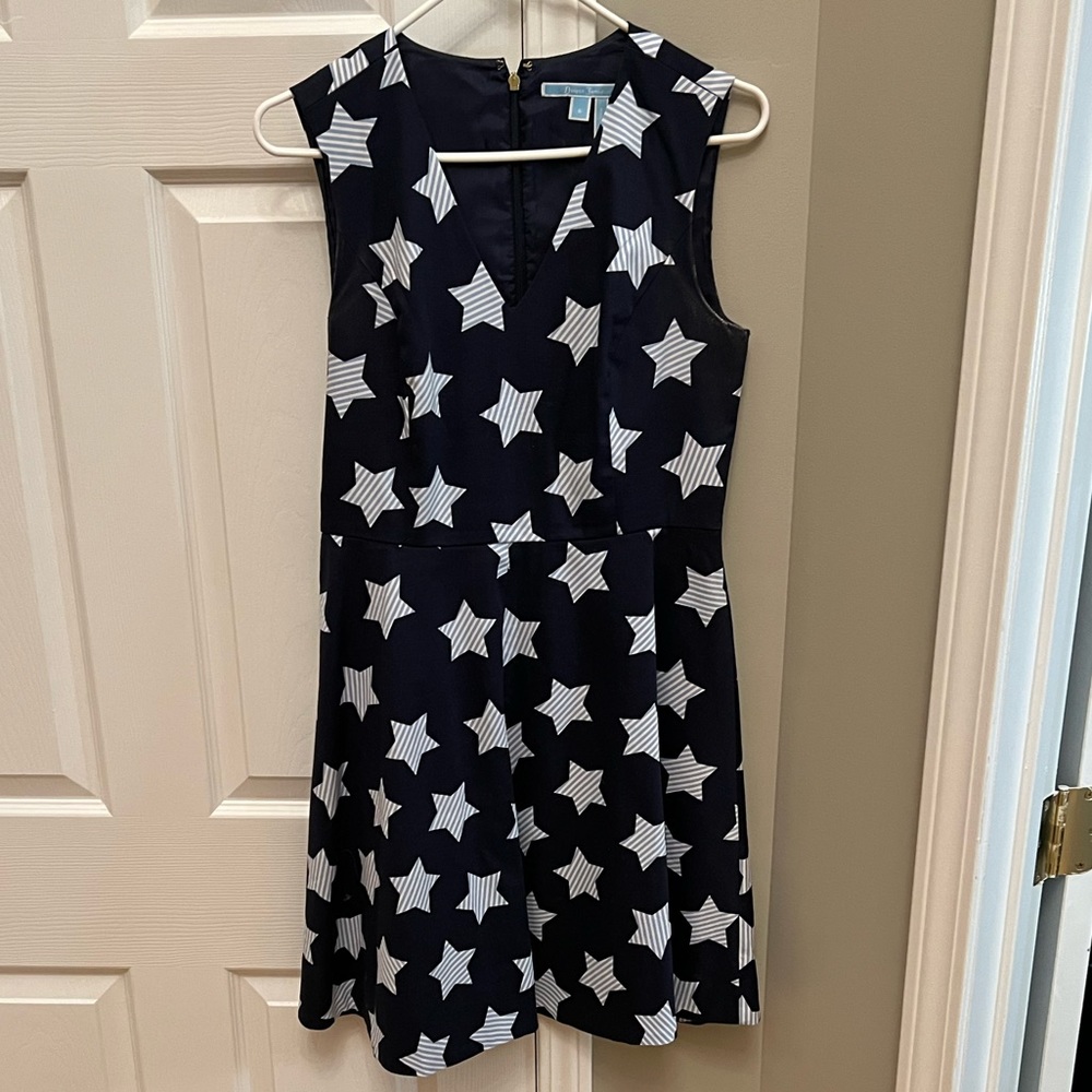 Draper James Navy Blue Star-Print Midi Dress